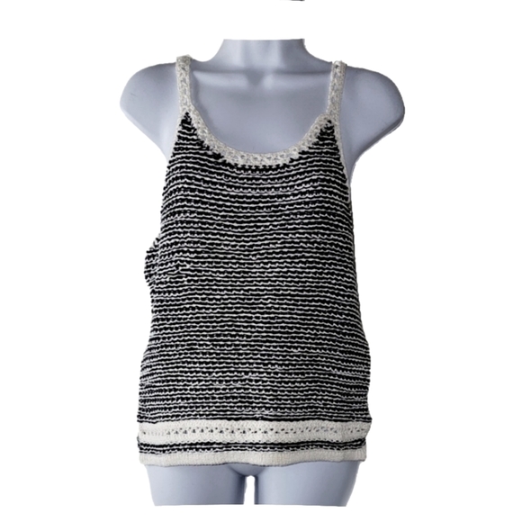 Black and Cream Soft Chunky Knit Tank Top - Picture 5 of 5